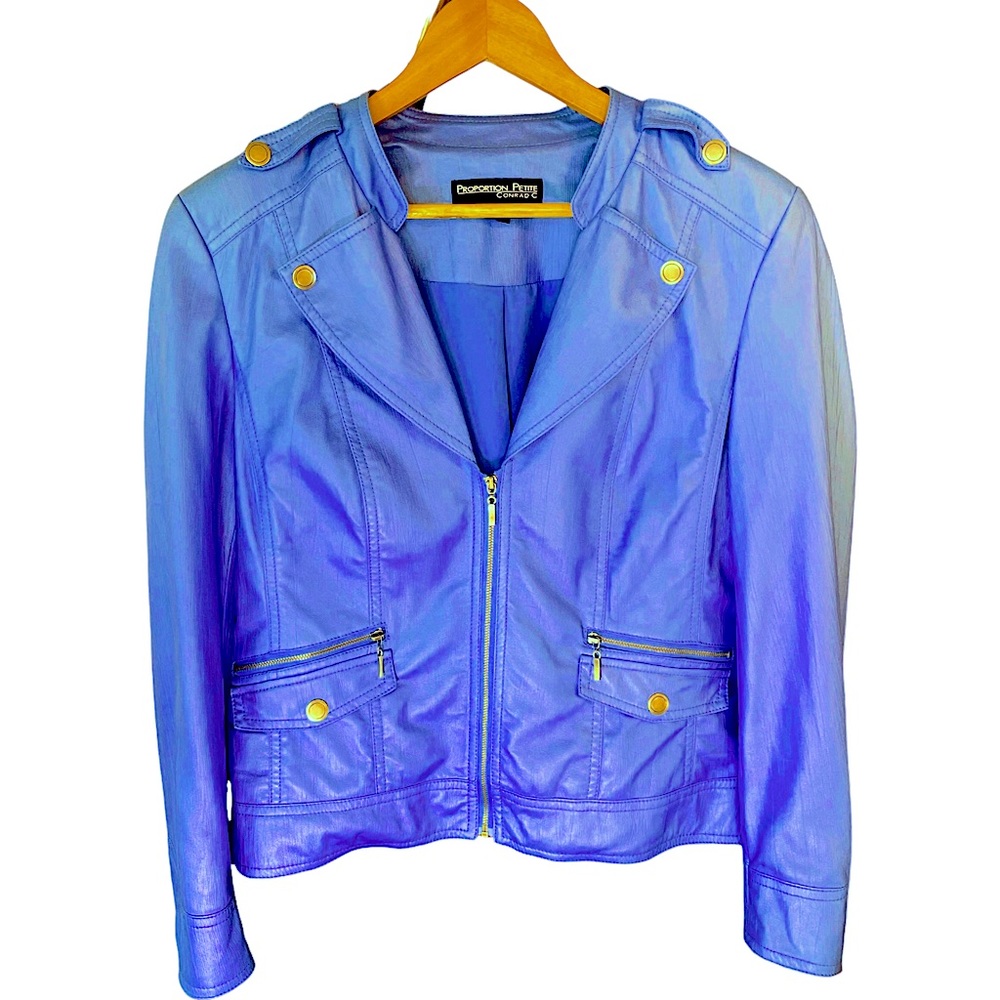 Periwinkle Faux Leather Biker Jacket